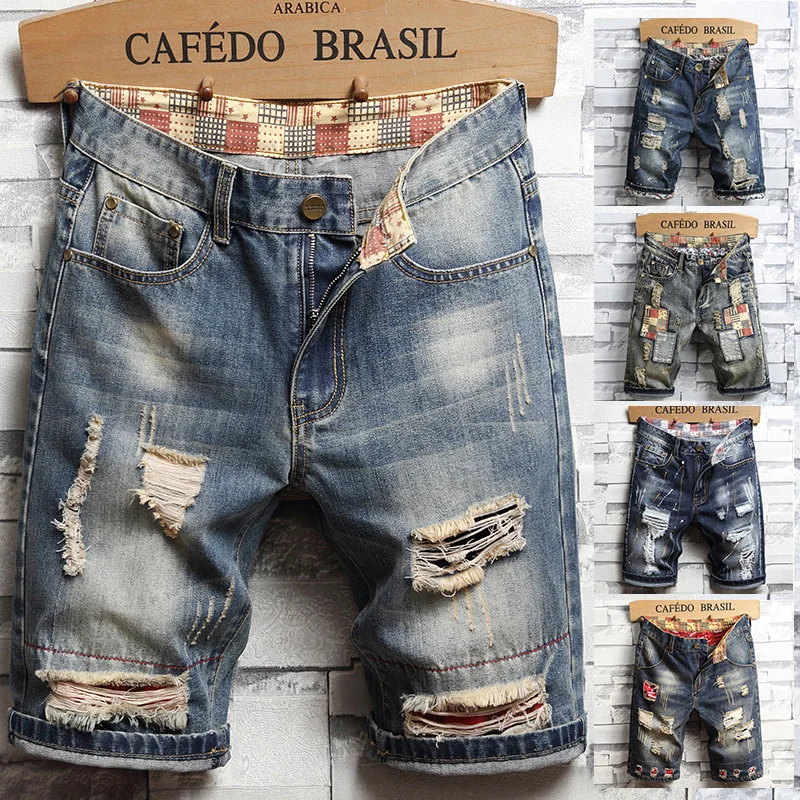 Levis Jeans 501 - ฤดูร้อนเสื้อผ้าผู้ชายใหม่ Vintage Ripped กางเกงยีนส์สั้น Streetwear แฟชั่นตรง