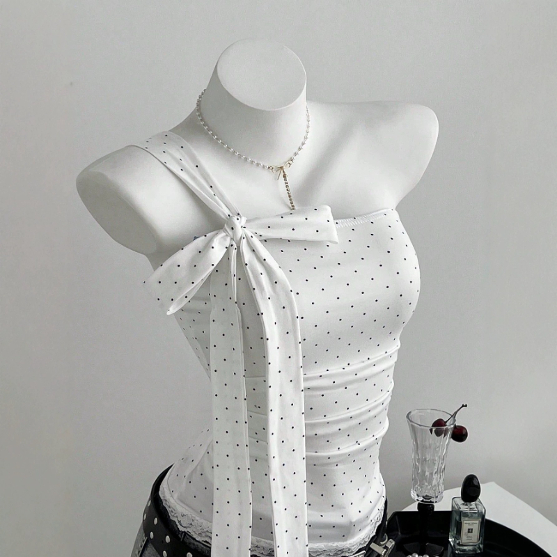 Strapless Bra Backless - เสื้อกล้ามผู้หญิง คอวี แขนกุด เซ็กซี่ สายเดี่ยว ลายจุด