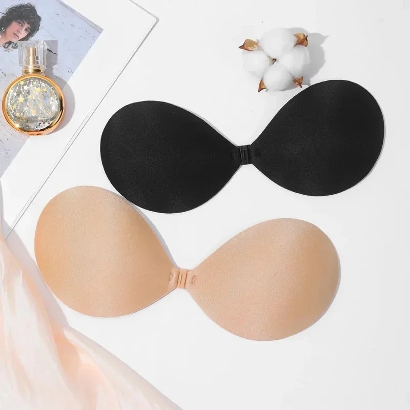 Silicone Bra Adhesive - 1/2/4 ชิ้น บราผู้หญิงแบบซิลิโคนไร้สาย บราดันทรงแบบซ่อนตัว ติดแน่นด้วยกาวในตัว ปิดด้านหน้า