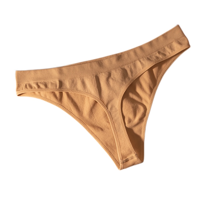 Seamless Underwear Women - กางเกงในผู้หญิงเอวต่ำแบบเซ็กซี่ จีสตริง ไร้รอยต่อ สำหรับเล่นกีฬา สีลูกกวาด โยคะ